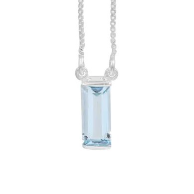 Swiss Blue Topaz Gemstone Pendant – Sterling Silver Necklace for Women