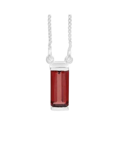 Garnet Gemstone Pendant - Sterling Silver Necklace for Women