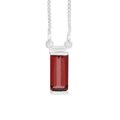Garnet Gemstone Pendant - Sterling Silver Necklace for Women