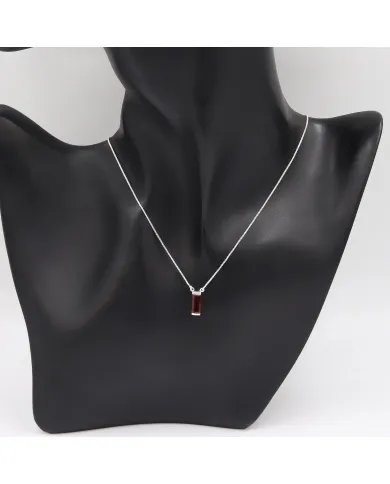 Garnet Gemstone Pendant - Sterling Silver Necklace for Women