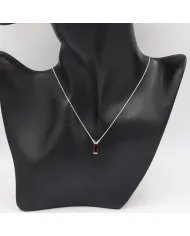 Garnet Gemstone Pendant - Sterling Silver Necklace for Women