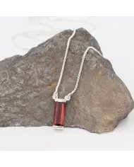 Garnet Gemstone Pendant - Sterling Silver Necklace for Women