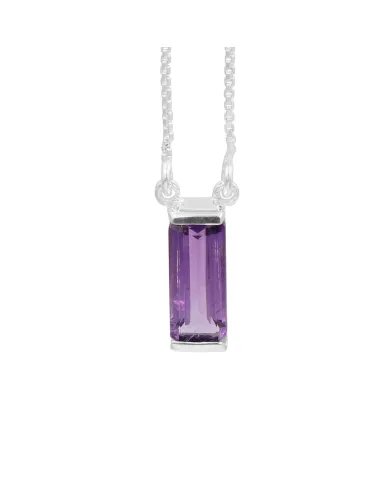 Amethyst Gemstone Pendant - 925 Sterling Silver Necklace for Women