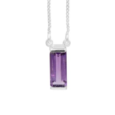 Amethyst Gemstone Pendant - 925 Sterling Silver Necklace for Women