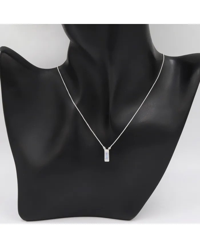 Rainbow Moonstone Pendant - 925 Sterling Silver Necklace for Women