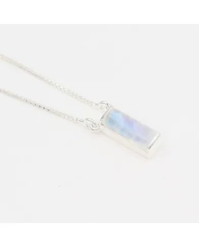 Rainbow Moonstone Pendant - 925 Sterling Silver Necklace for Women