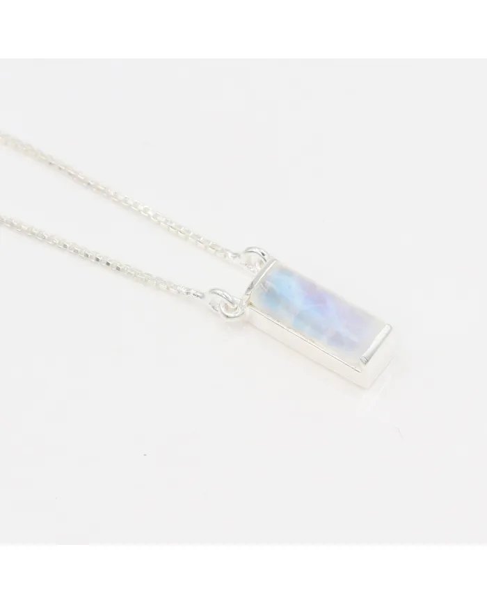 Rainbow Moonstone Pendant - 925 Sterling Silver Necklace for Women