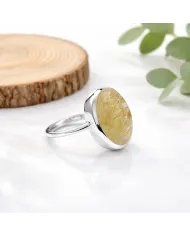 Natural Rutilated Quartz Ring - 925 Sterling Silver Oval Shape Jewelry