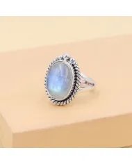 Rainbow Moonstone Ring - Handmade 925 Sterling Silver Vintage Jewelry