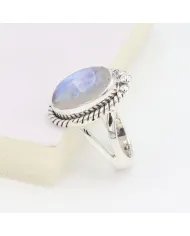 Rainbow Moonstone Ring - Handmade 925 Sterling Silver Vintage Jewelry