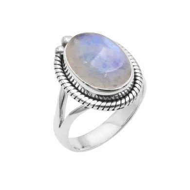 Rainbow Moonstone Ring - Handmade 925 Sterling Silver Vintage Jewelry