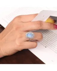 Rainbow Moonstone Ring - Handmade 925 Sterling Silver Vintage Jewelry