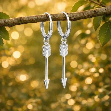 925 Sterling Silver Arrow Earrings - Handmade Unisex Jewelry