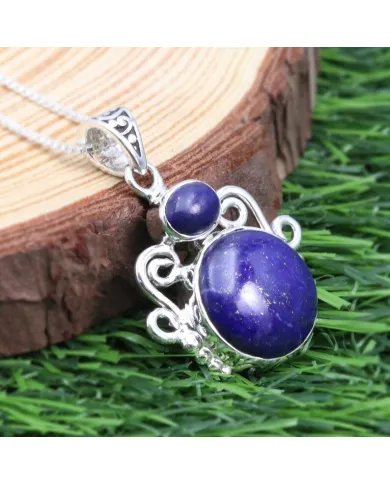 Lapis Lazuli Pendant Necklace – 925 Sterling Silver Charm Jewelry