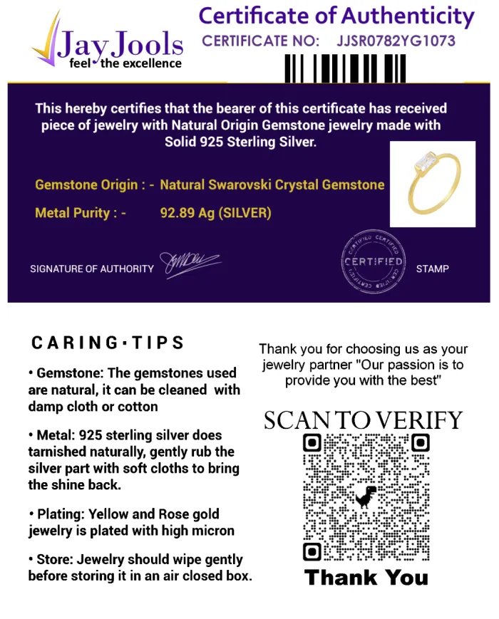 Swarovski Crystal Ring - 925 Sterling Silver Handmade Gemstone Jewelry