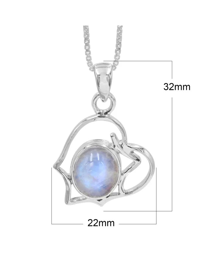 Rainbow Moonstone Oval Pendant - 925 Sterling Silver Unique Jewelry