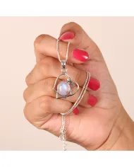 Rainbow Moonstone Oval Pendant - 925 Sterling Silver Unique Jewelry