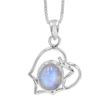 Rainbow Moonstone Oval Pendant - 925 Sterling Silver Unique Jewelry