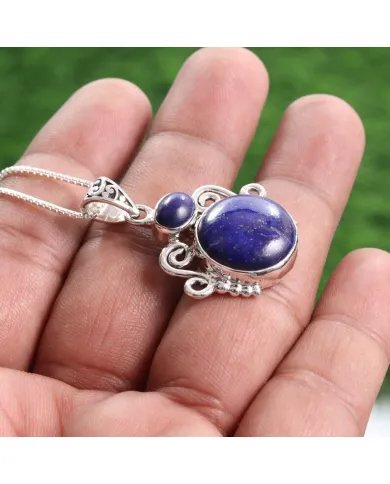 Lapis Lazuli Pendant Necklace – 925 Sterling Silver Charm Jewelry