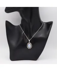 Rainbow Moonstone Pendant - 925 Sterling Silver Cabochon Necklace