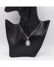 Rainbow Moonstone Pendant - 925 Sterling Silver Oval Handmade Jewelry
