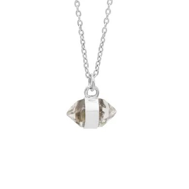 Herkimer Diamond Pendant - 925 Sterling Silver Rough Gemstone Jewelry