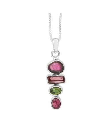 Unique Gemstone Pendant – Multi Tourmaline 925 Silver Jewelry