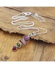 Unique Gemstone Pendant – Multi Tourmaline 925 Silver Jewelry