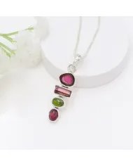 Unique Gemstone Pendant – Multi Tourmaline 925 Silver Jewelry