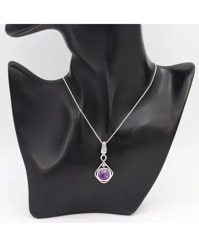 Purple Copper Turquoise Infinity Pendant Necklace In Sterling Silver