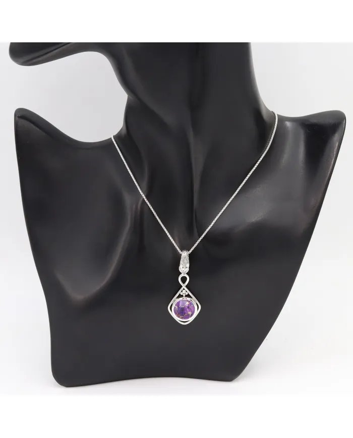 Purple Copper Turquoise Pendant - Handmade 925 Sterling Silver Jewelry