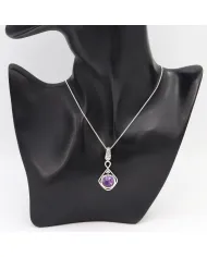 Purple Copper Turquoise Infinity Pendant Necklace In Sterling Silver