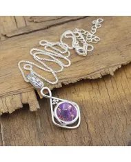 Purple Copper Turquoise Pendant - Handmade 925 Sterling Silver Jewelry