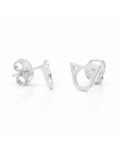 Cat Face Studs - 925 Sterling Silver Handmade Cute Mini Earrings