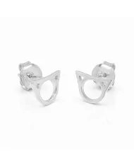 Cat Face Studs - 925 Sterling Silver Handmade Cute Mini Earrings