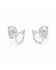 Cute Cat Stud Earrings | 925 Sterling Silver Tiny Jewelry