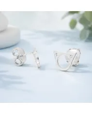 Cute Cat Stud Earrings | 925 Sterling Silver Tiny Jewelry