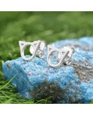 Cat Face Studs - 925 Sterling Silver Handmade Cute Mini Earrings