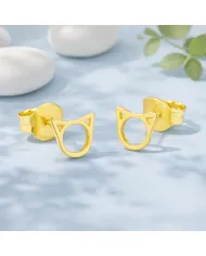 18K Gold-Plated Cute Cat Stud Earrings | Handmade Tiny Jewelry