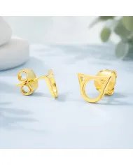 Cat Face Studs - Gold Plated 925 Silver Handmade Cute Mini Earrings