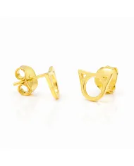 18K Gold-Plated Cute Cat Stud Earrings | Handmade Tiny Jewelry