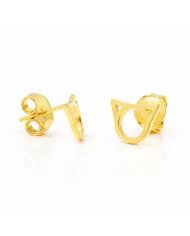 Cat Face Studs - Gold Plated 925 Silver Handmade Cute Mini Earrings