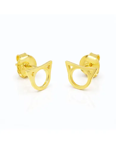 18K Gold-Plated Cute Cat Stud Earrings | Handmade Tiny Jewelry