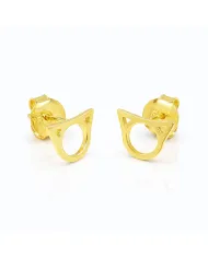 18K Gold-Plated Cute Cat Stud Earrings | Handmade Tiny Jewelry
