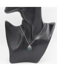 Moss Agate Pendant Necklace in Sterling Silver Handmade Unisex Jewelry