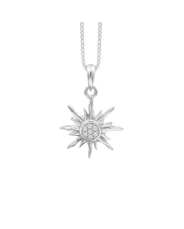 Swarovski Crystal Sun Pendant – 925 Sterling Silver Round Gemstone