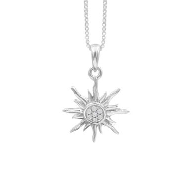 Swarovski Crystal Sun Pendant – 925 Sterling Silver Round Gemstone
