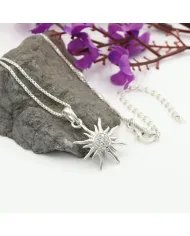 Swarovski Crystal Sun Pendant – 925 Sterling Silver Round Gemstone