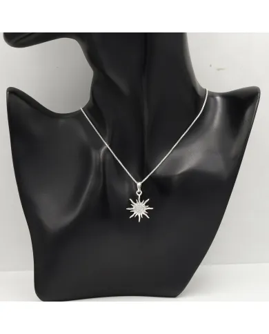 Swarovski Crystal Sun Pendant Necklace – 925 Sterling Silver Jewelry