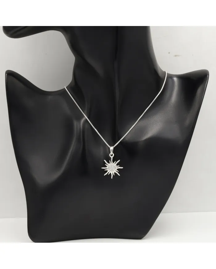 Swarovski Crystal Sun Pendant Necklace – 925 Sterling Silver Jewelry